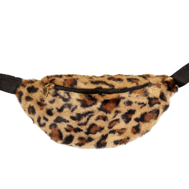 Leopard plush bum bag