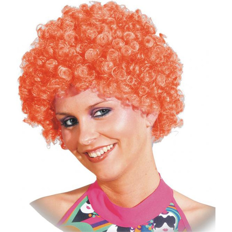 Neon orange curly wig Luzie