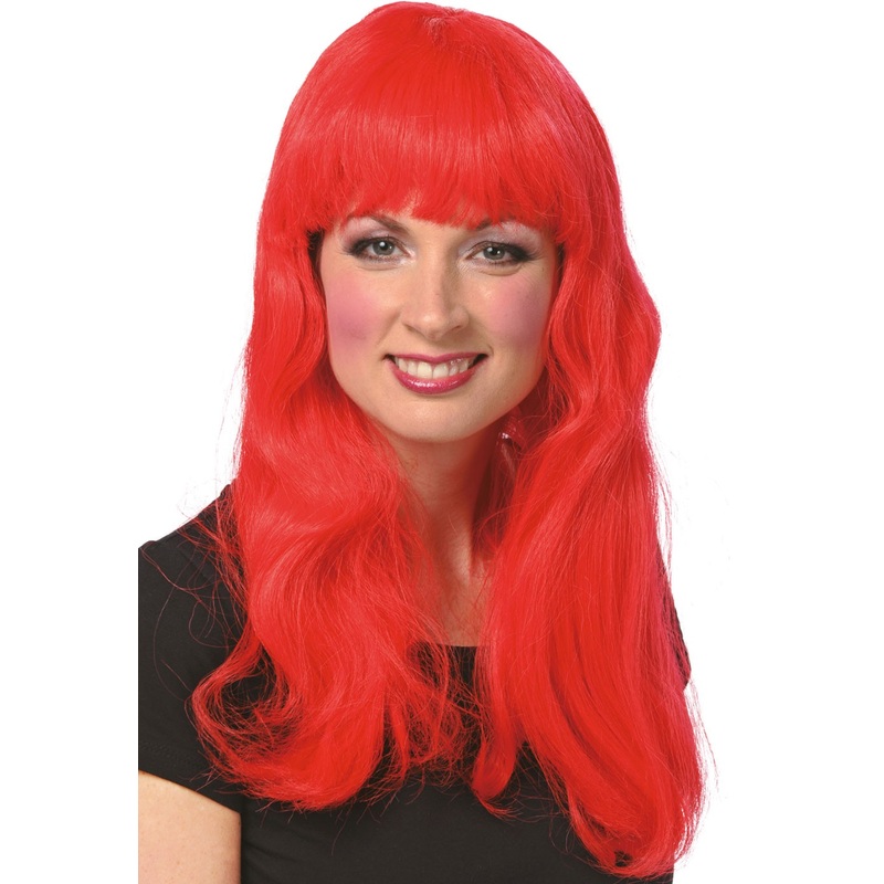 Polly bright red long hair wig