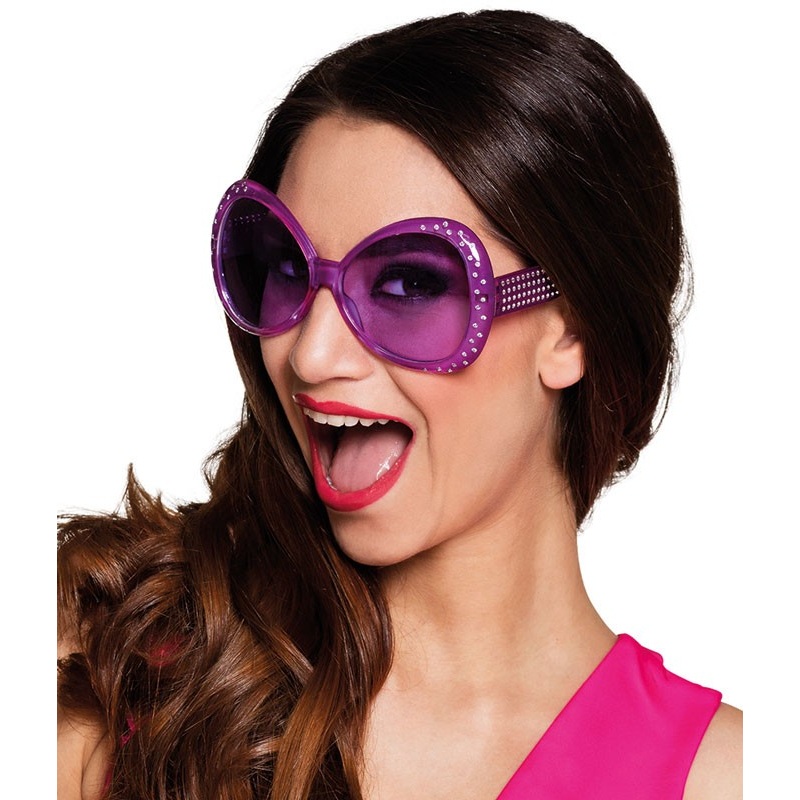 Purple rhinestone glasses