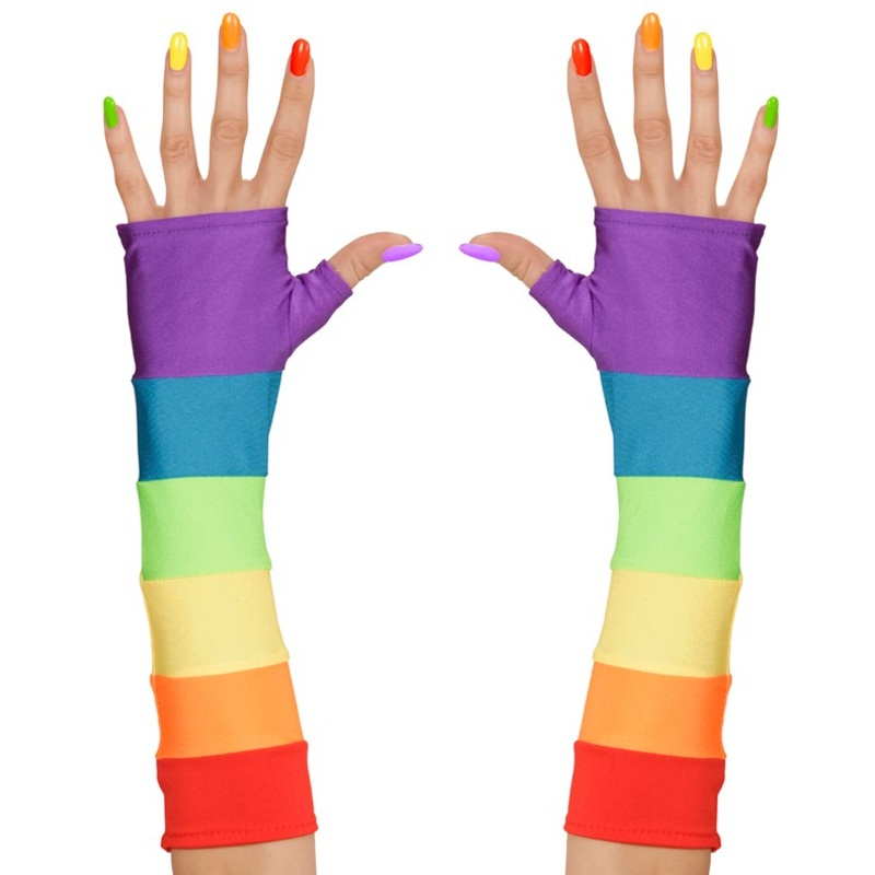 Rainbow arm warmers