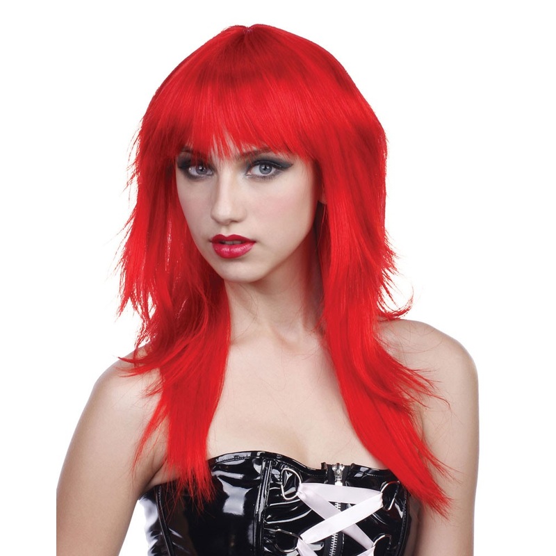 Red punk brat ladies wig