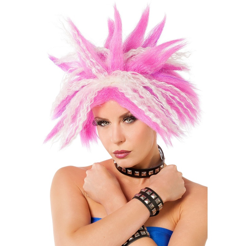 Spiked wig pink women