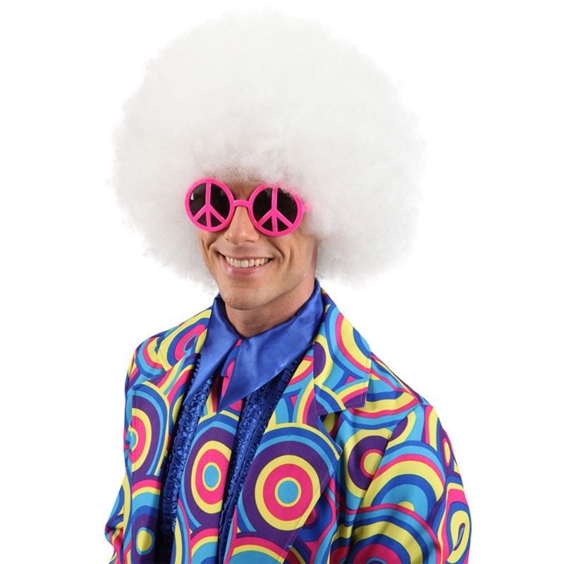 White Afro men's wig
