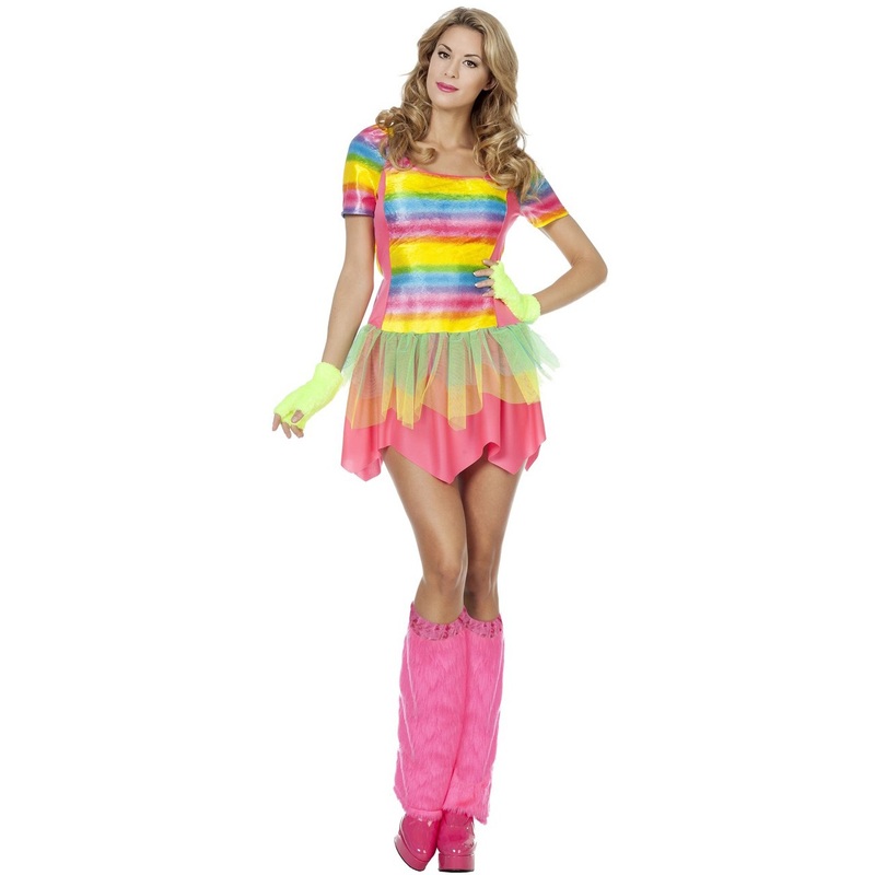 70s rainbow lady tulle dress 34