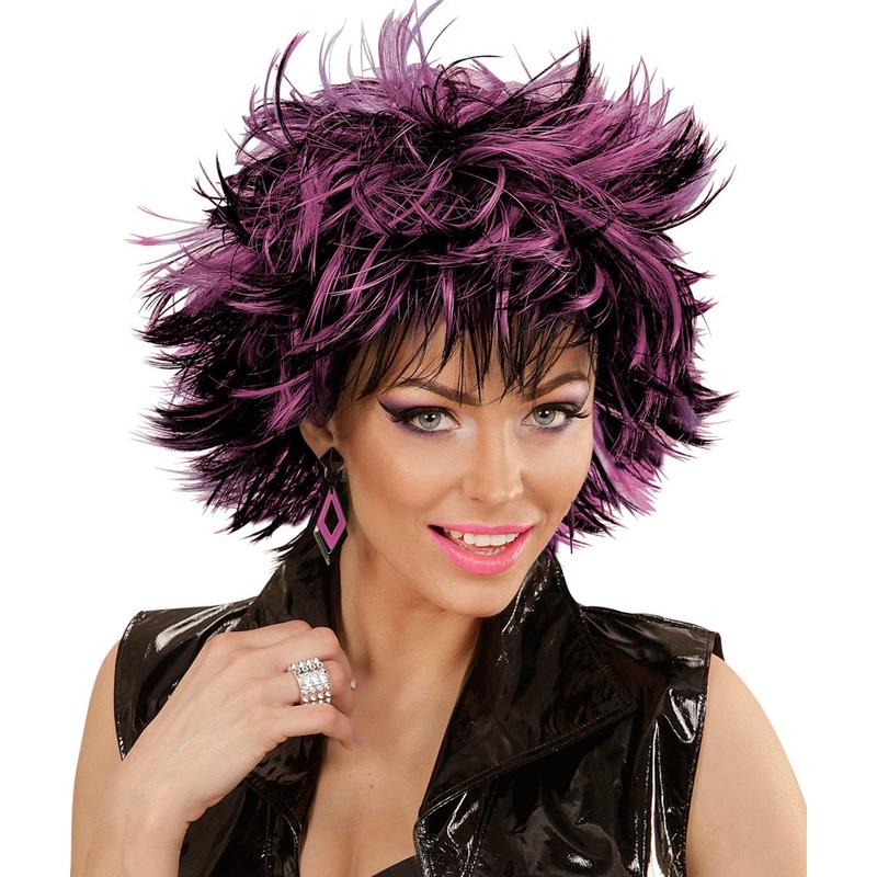 80s wig in purple-black
