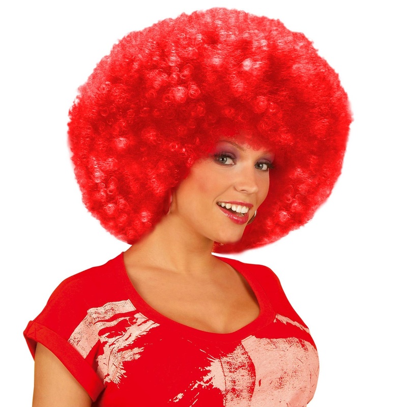 Afro party wig in red