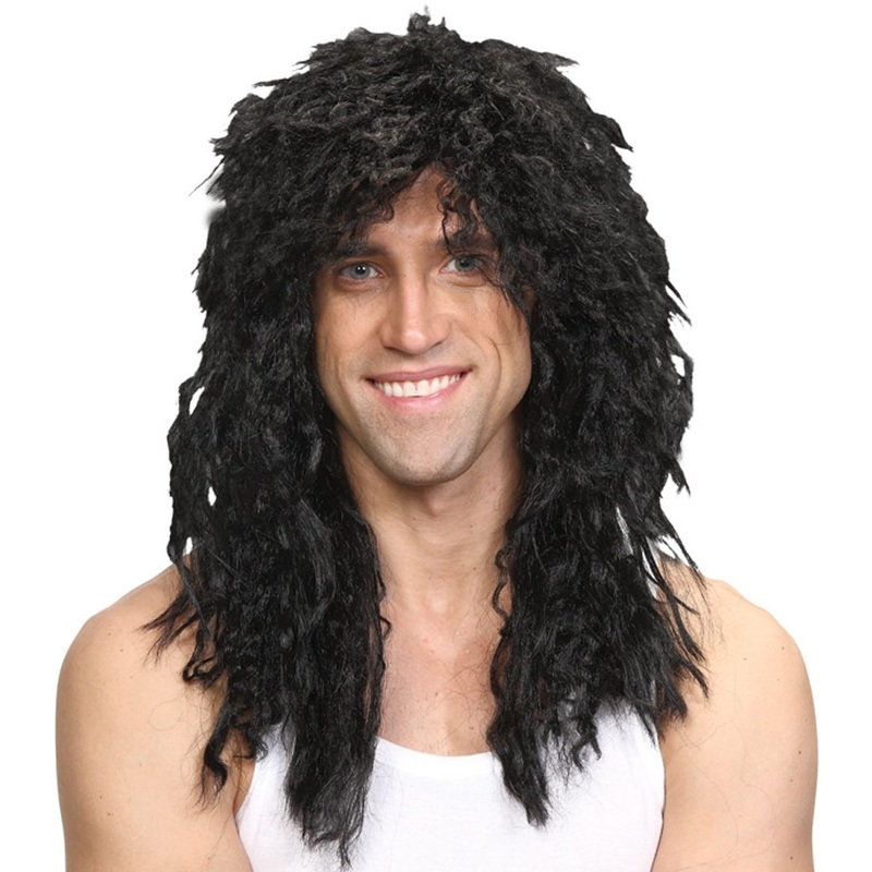 Black 80s rock star wig