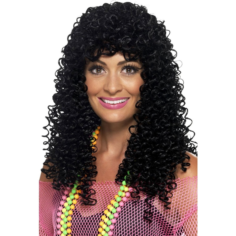 Black curly pop star wig