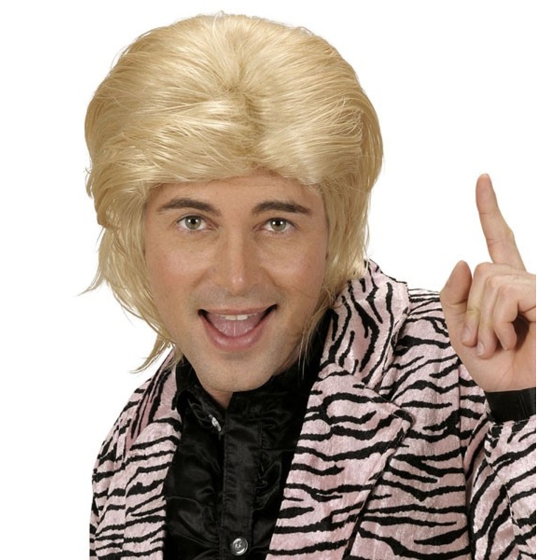 Blonde wig in wet look for men