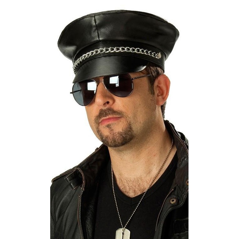 Cool punk leather peaked cap men 56