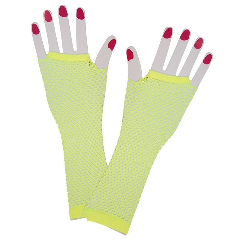 Fishnet gloves neon yellow