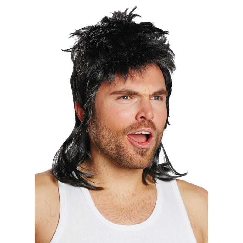 Mullet wig in black