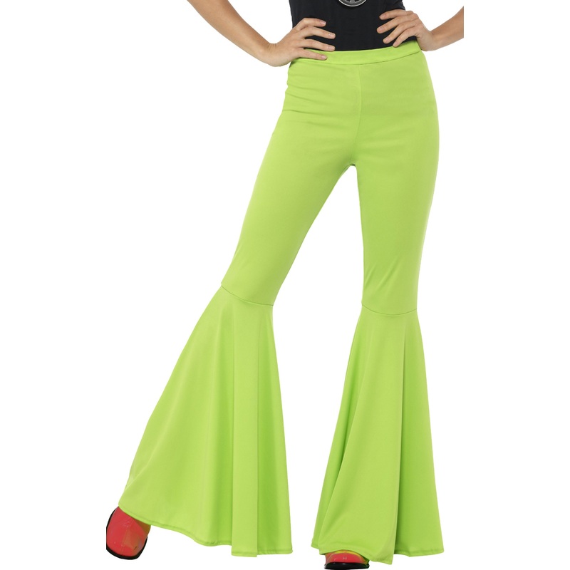 Neon green flared pants for women S-M