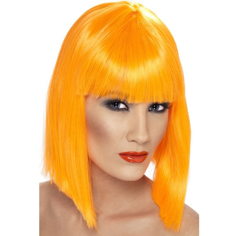 Neon Orange Party Bob Wig