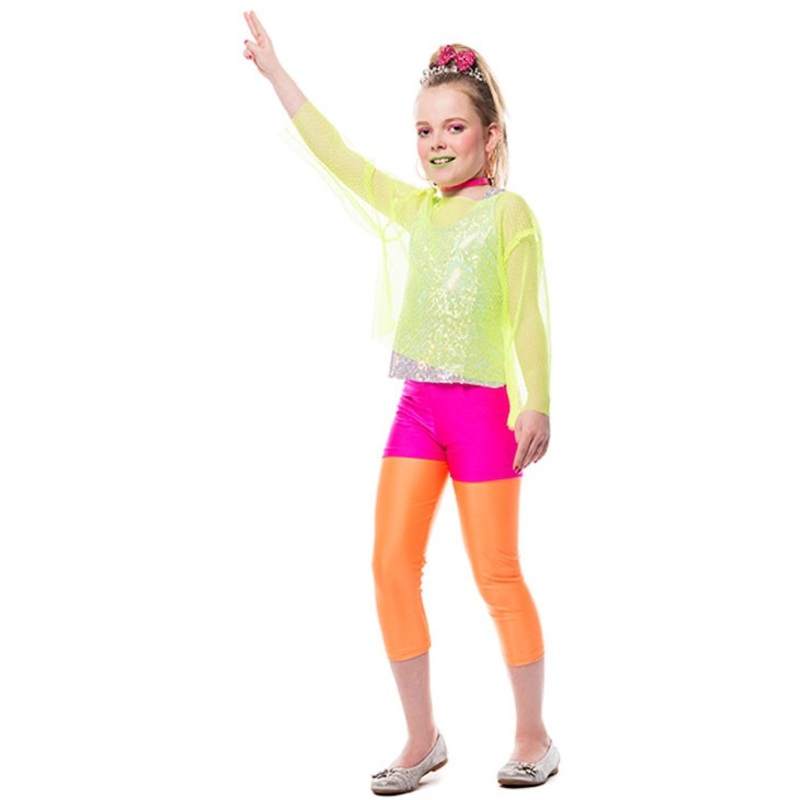 Orange neon kids leggings 128