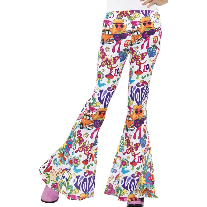 Peace and Love hippie flared pants for women S