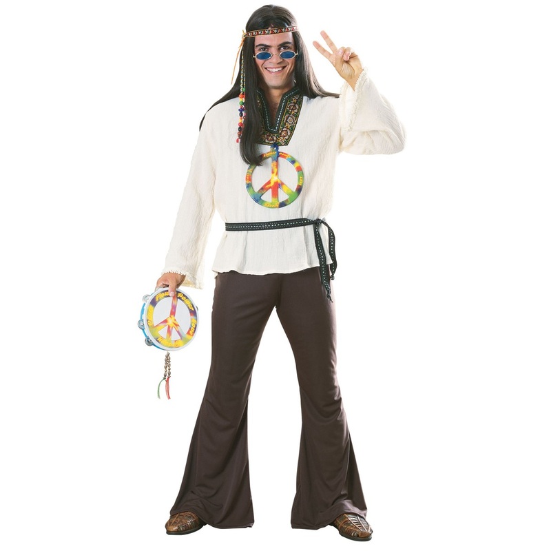 Peace bringing hippie men costume M-L