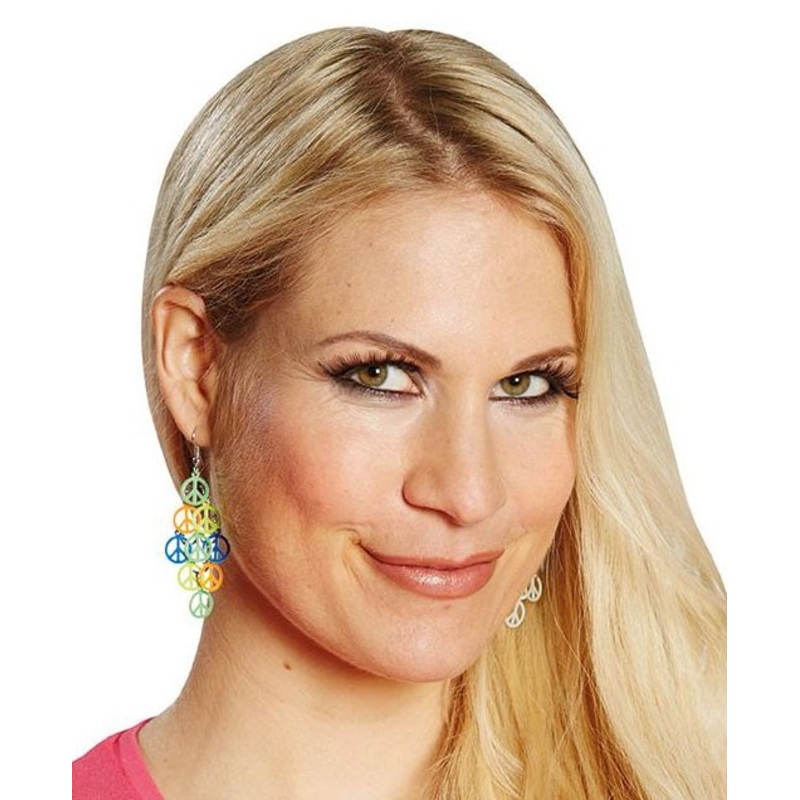Peace sign hippie drop earrings