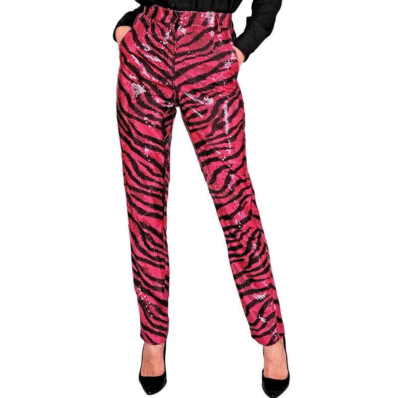 Pink Zebra Sequin Women's Pants S
