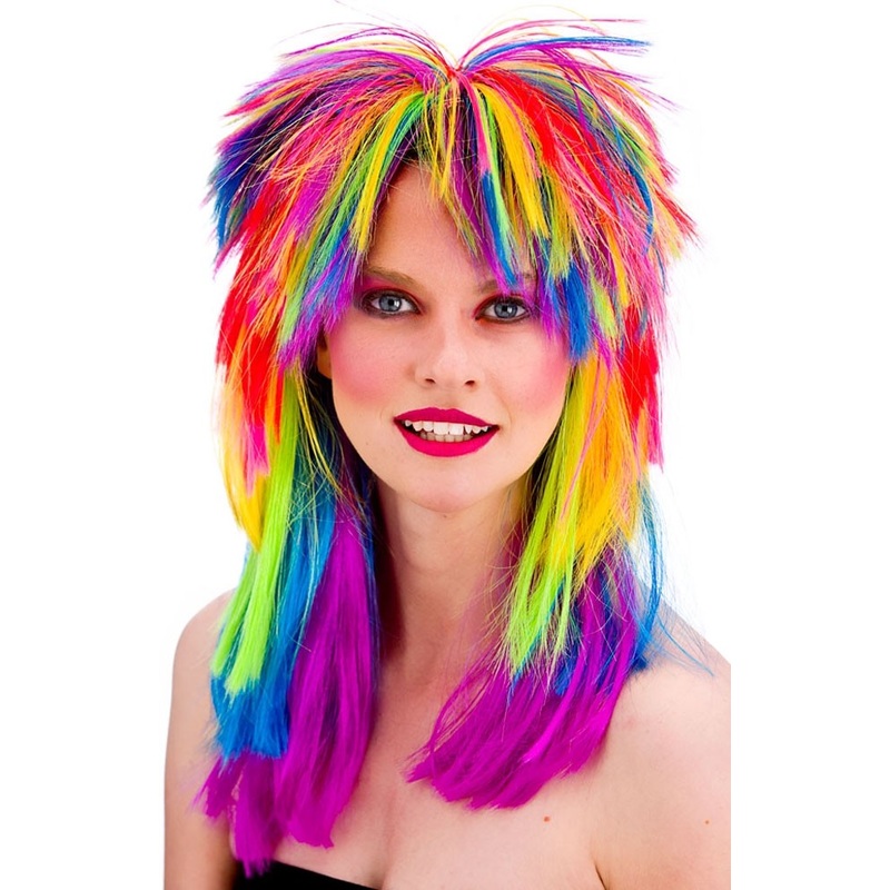 Rainbow party 80s wig