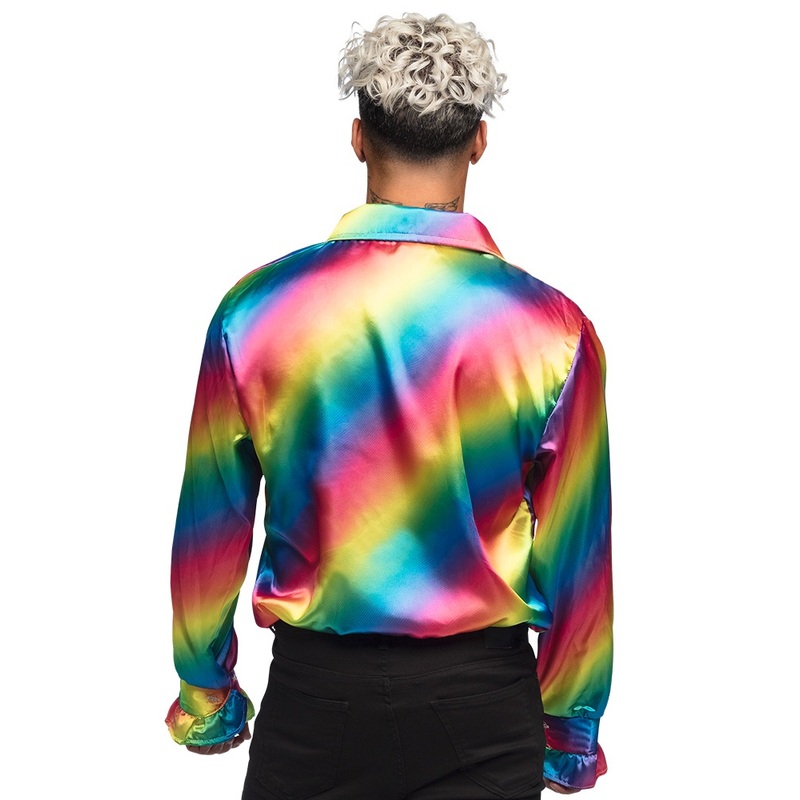 Ruffle Party Shirt Rainbow for Men M