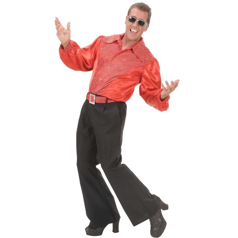 Sequin satin mens shirt S