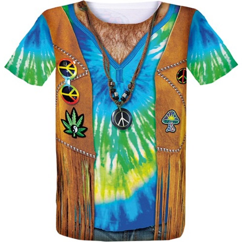 3D hippie shirt men S