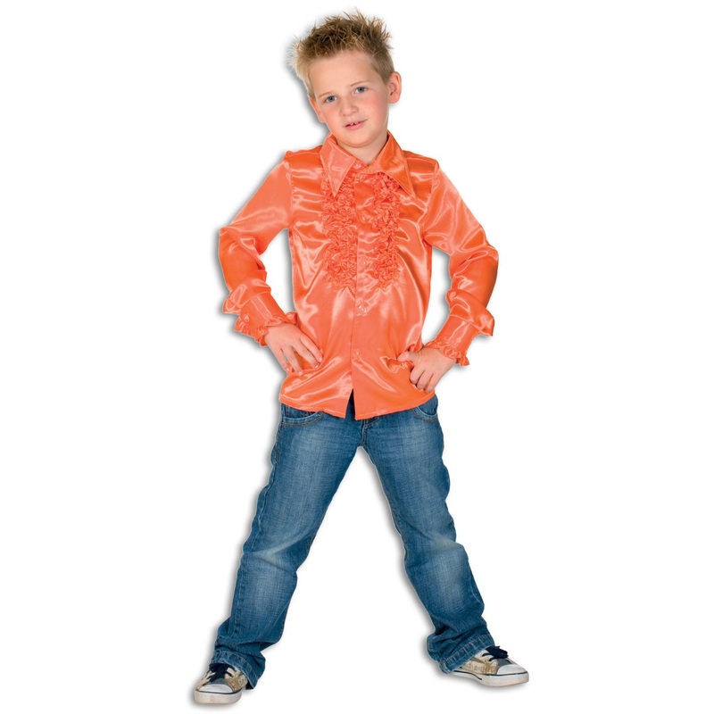70s children's ruffled shirt orange 104