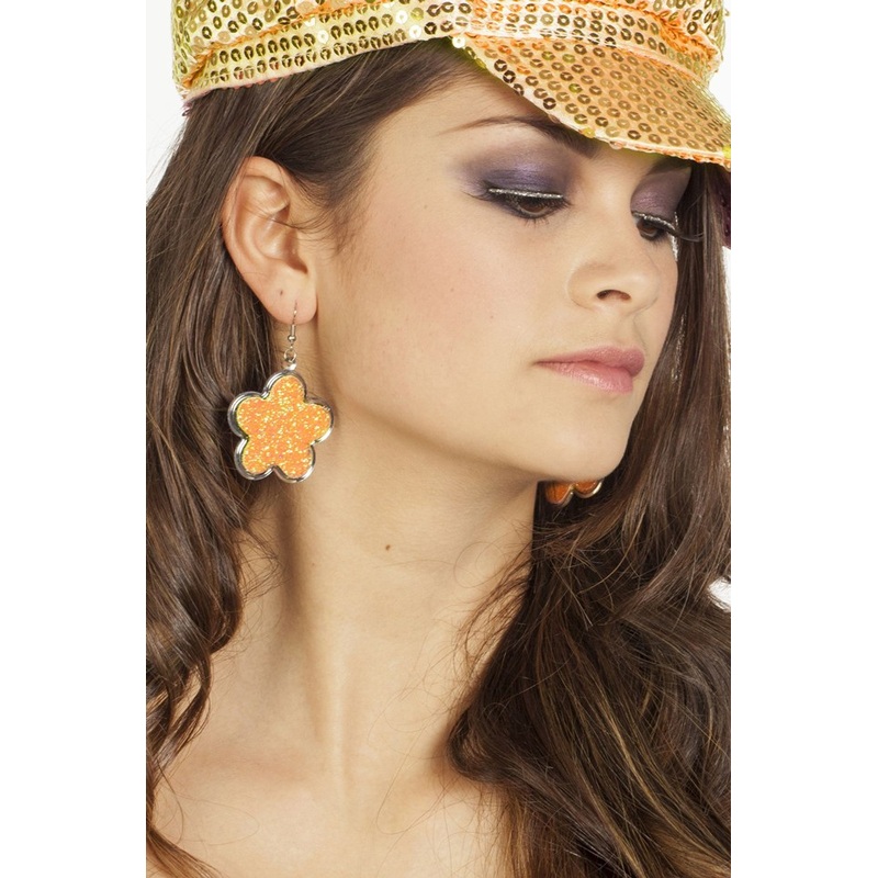 70s glitter flower earrings