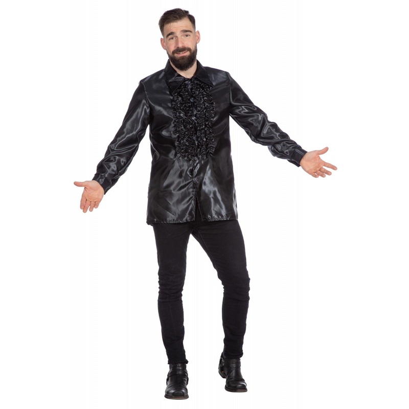 Black ruffled shirt for men 48