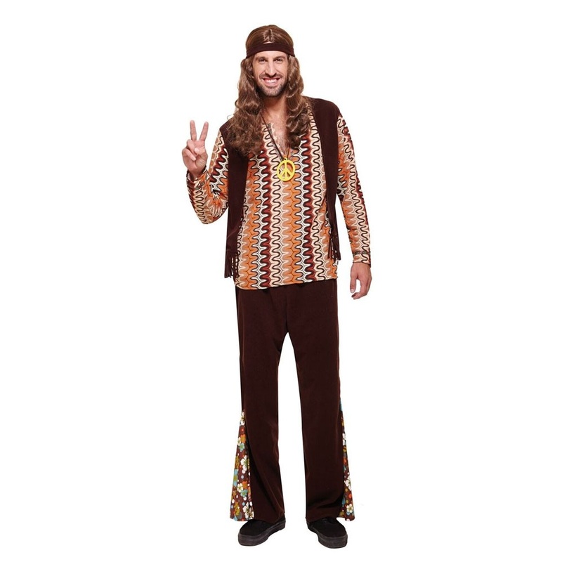 Brown nature hippie mens costume M