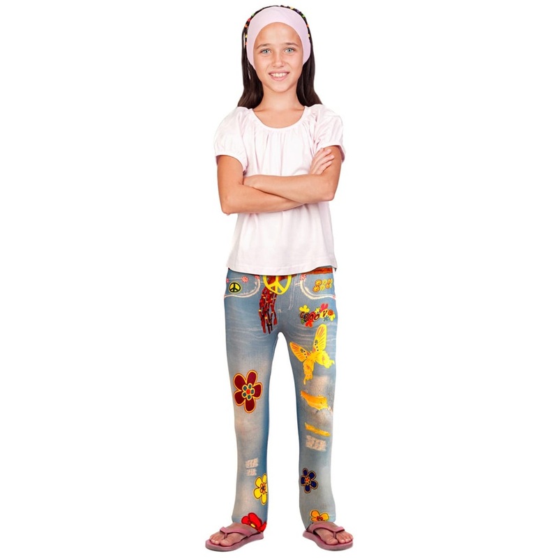 Children's leggings flower power jeans look