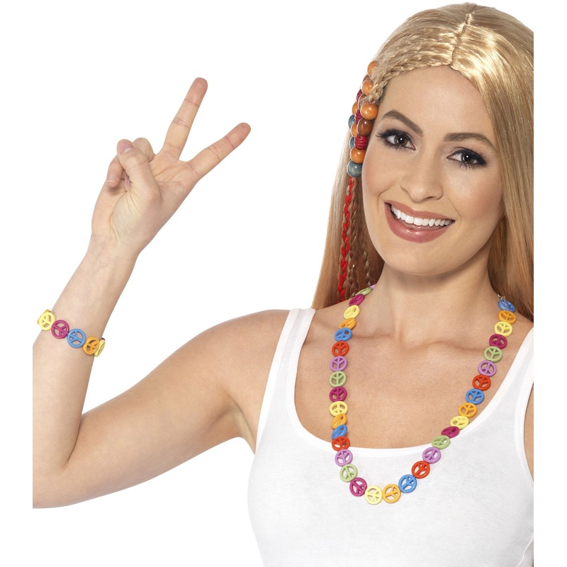 Colorful Peace Necklace With Bracelet