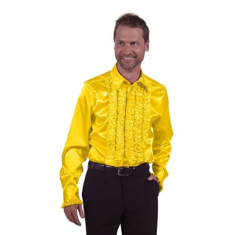 Disco party ruffled shirt yellow S