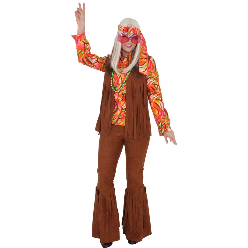Fringed hippie flared pants for women 36