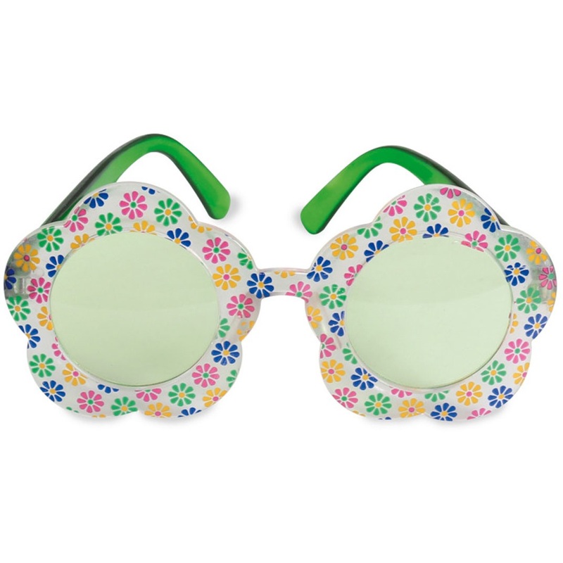 Green-Colorful Flower Power Party Glasses