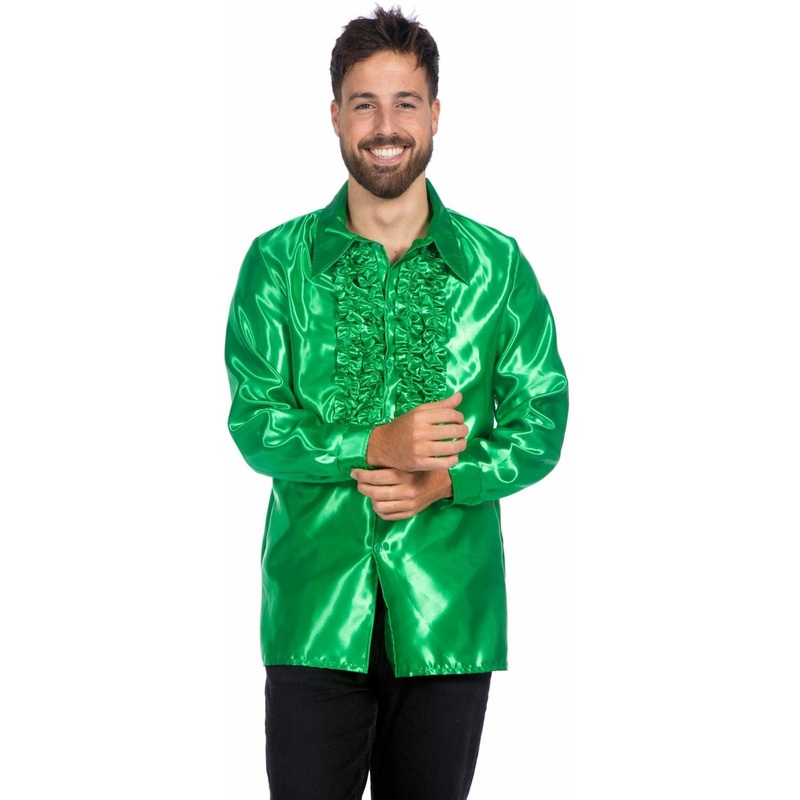 Green ruffled shirt for men 48