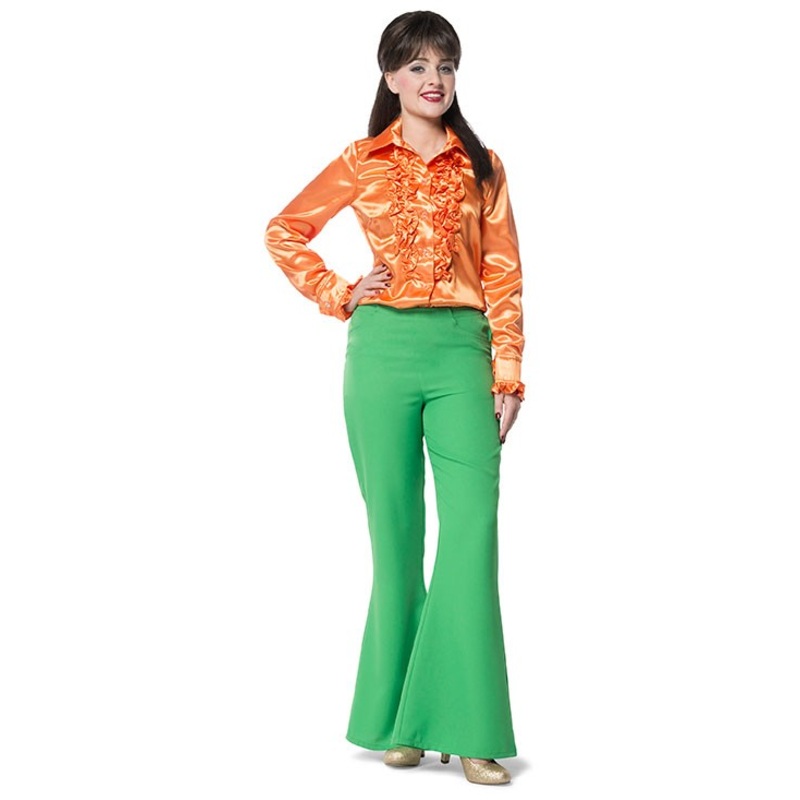 Green women's flared pants 80s Star 34