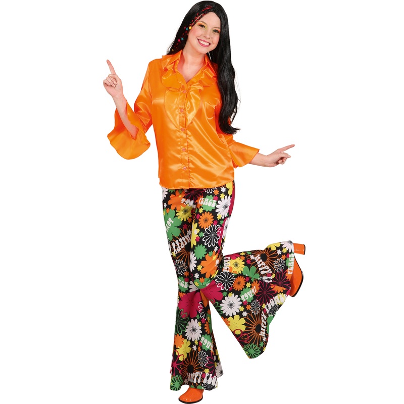 Hippie ladies flared pants colorful 34