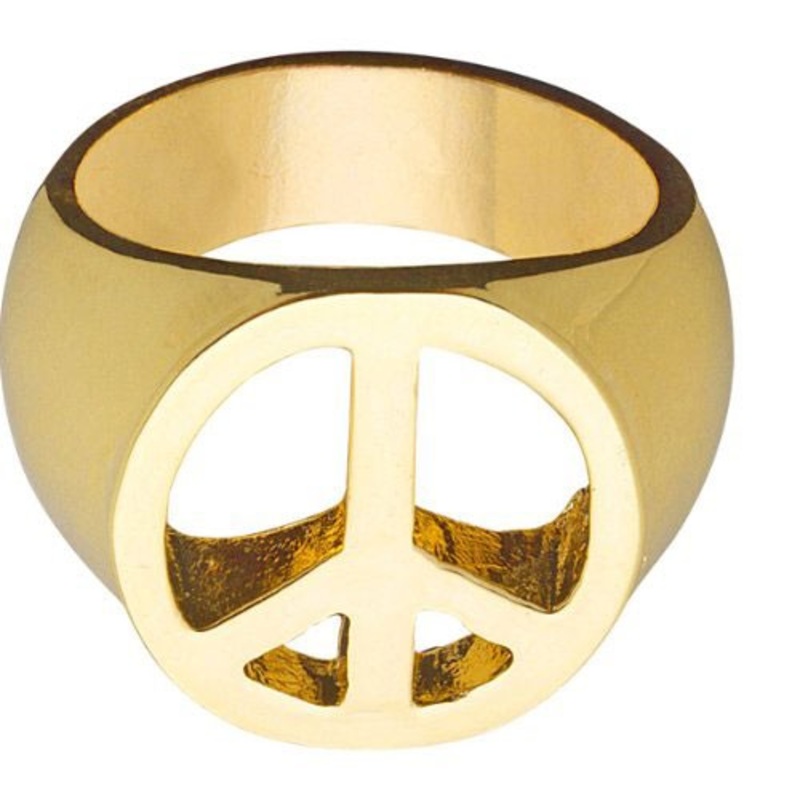 Hippie Peace gold ring