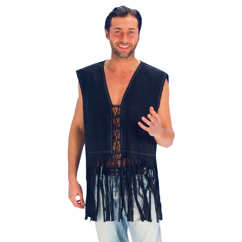 Imitation leather fringed vest 50-52
