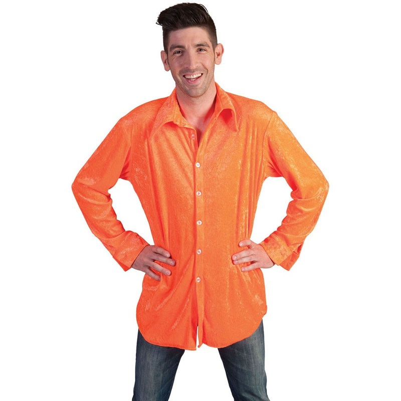 Neonlight party shirt for men orange 48-50