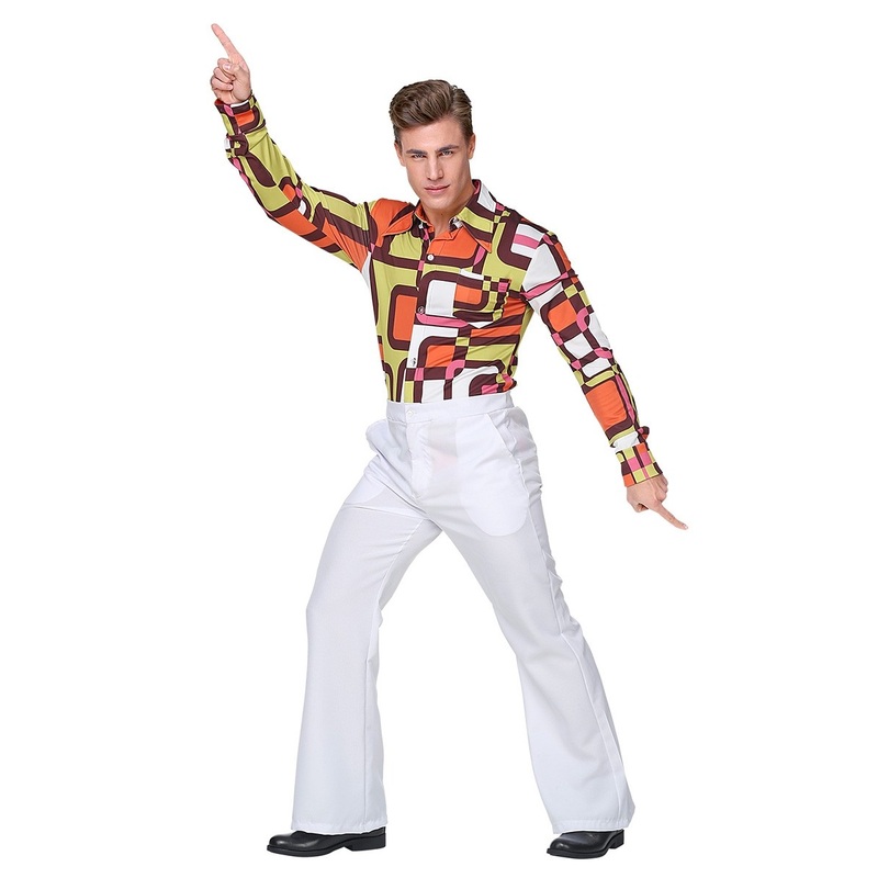 Seventies flared pants for men white S-M
