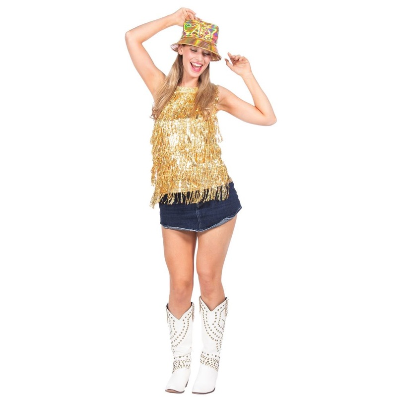 The Party Top Gold with Fringes S-M