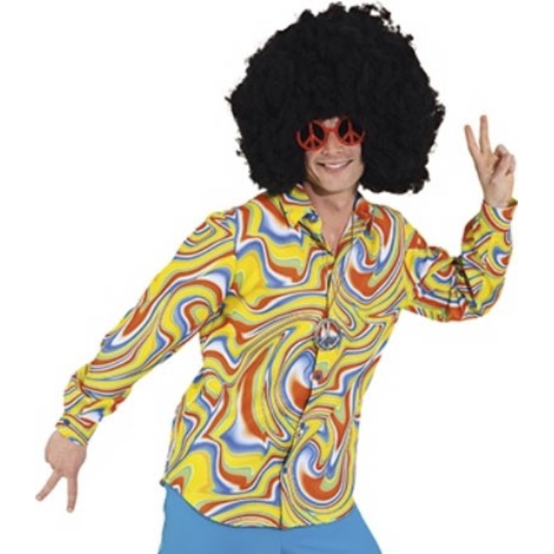 70s flower power waves men's shirt 48-50