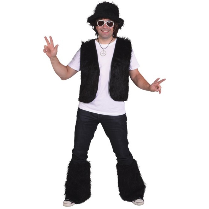 Black fur vest unisex S-M