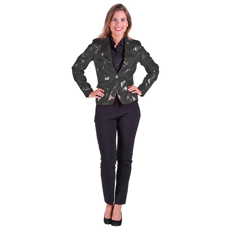 Black women's sequin blazer 36