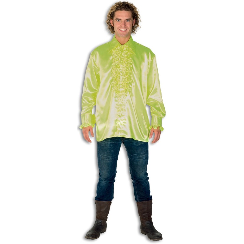 Disco ruffled shirt neon yellow XS