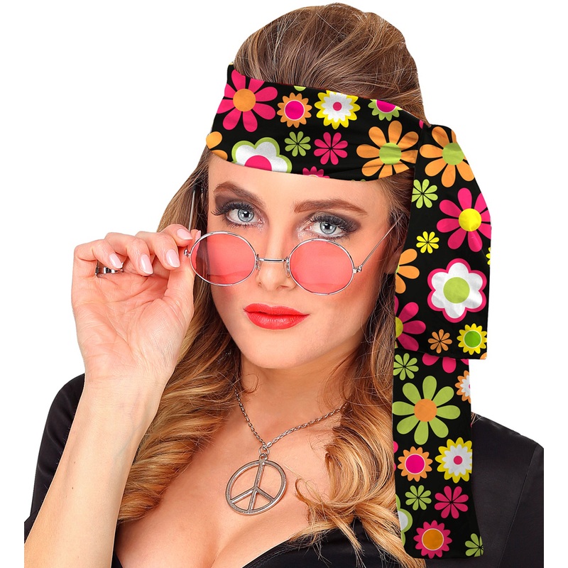 Flower power hippie headband colorful